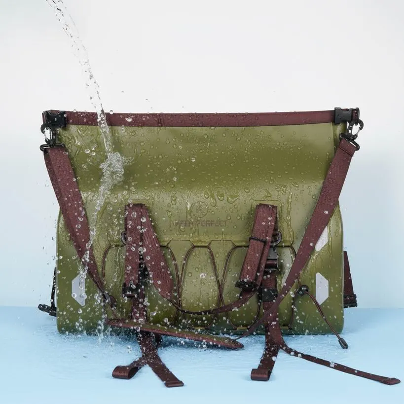 dry bag tech pack - roll-top waterproof dry bag with welded seams on white background