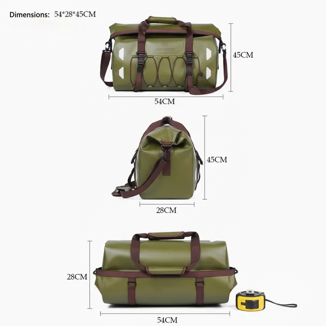 Roll-top dry bag in deck bag configuration, welded seams, studio product shot