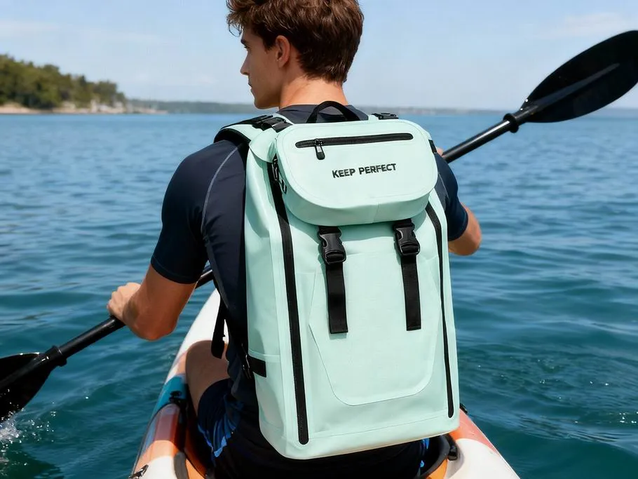 ski dry bag in use