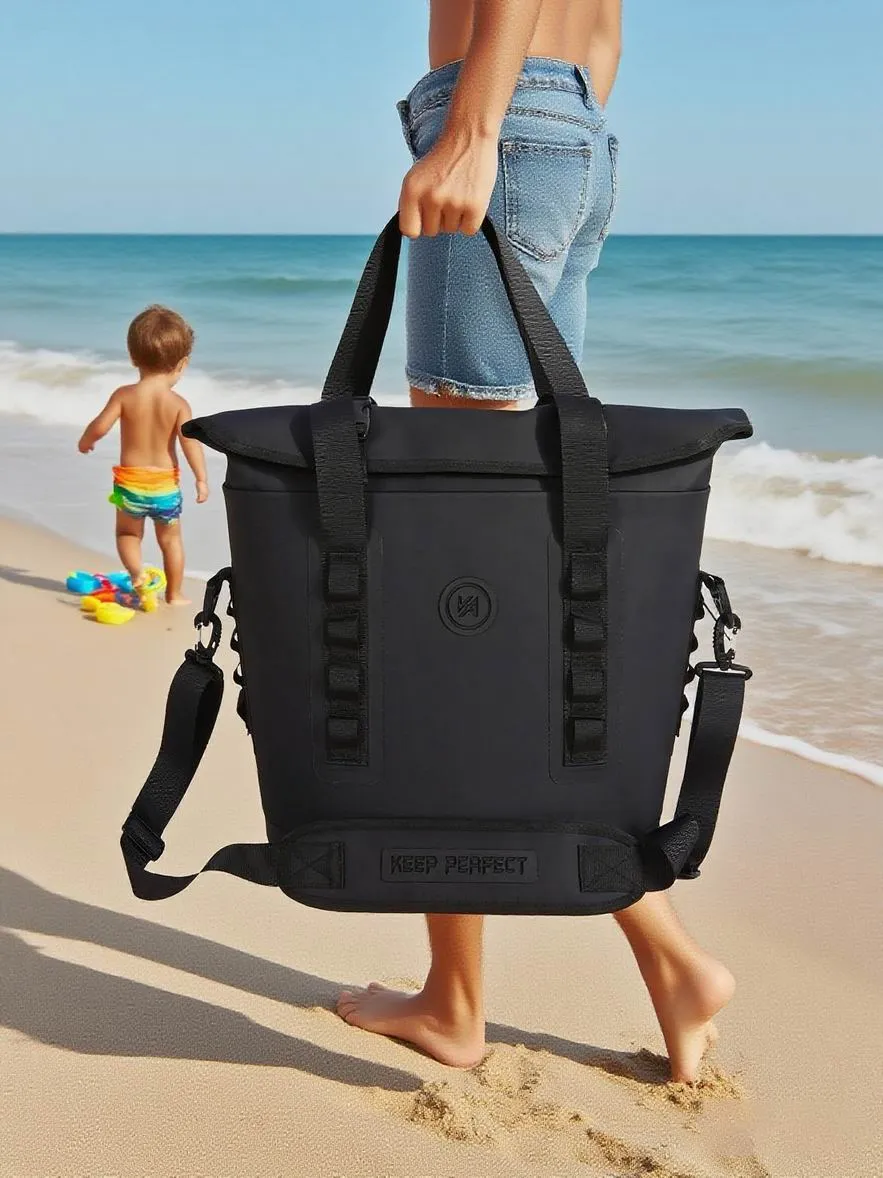swimming dry bag in use