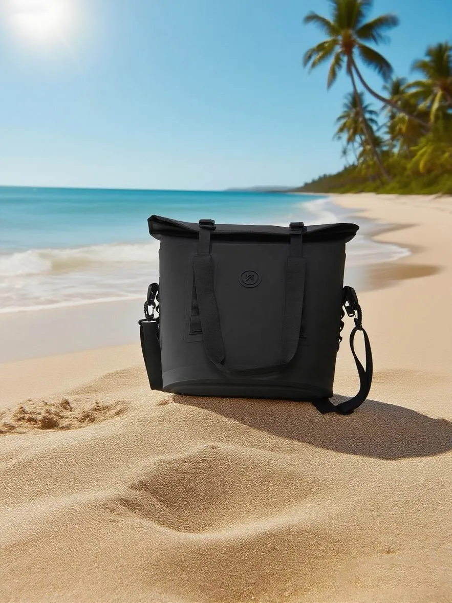 Waterproof tote-style dry bag with wide open mouth, studio product shot
